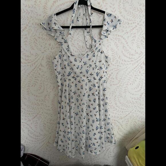 NWOT Altar'd State Lia Floral Halter Dress Ruffed Sleeve LG - Picture 1 of 8